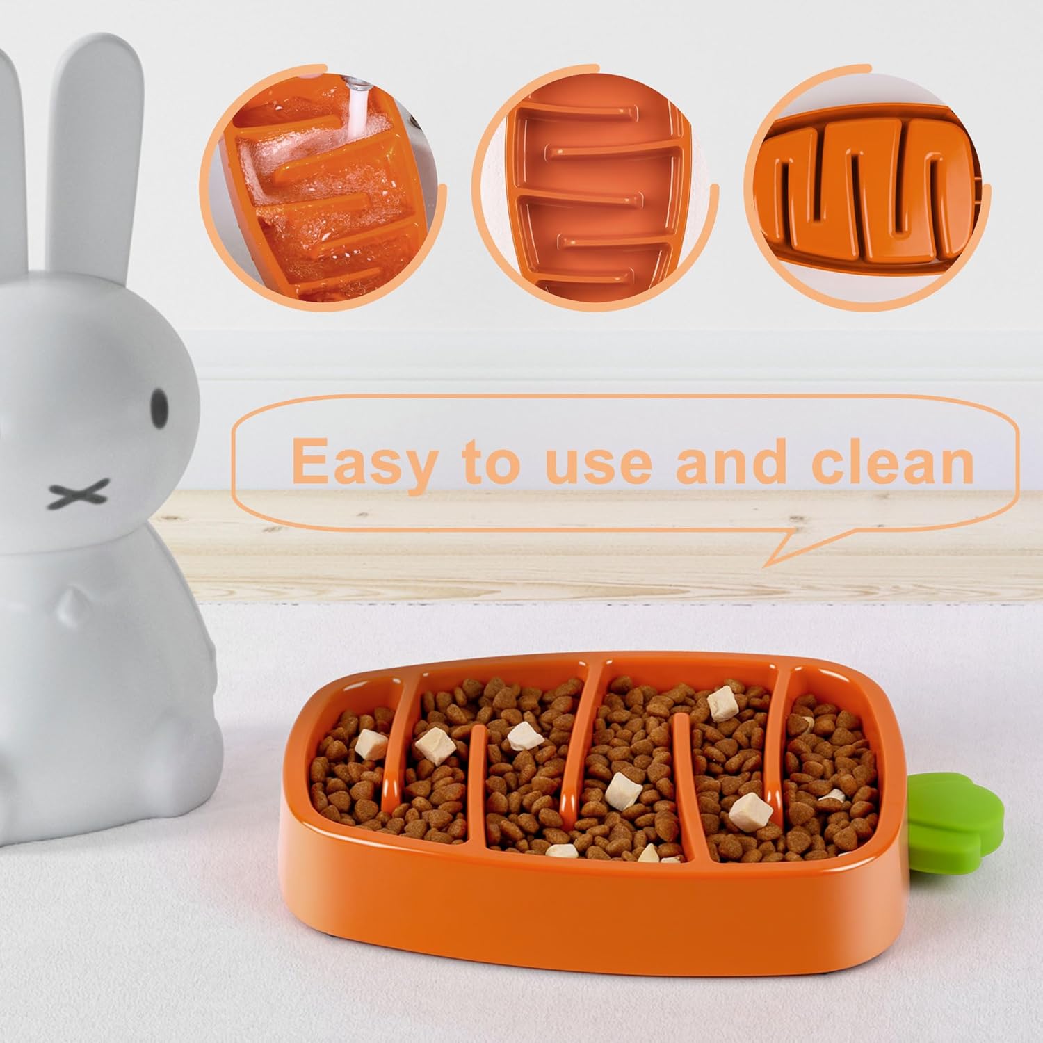 Carrot Design Non-Slip Slow Feeder Dog Bowl