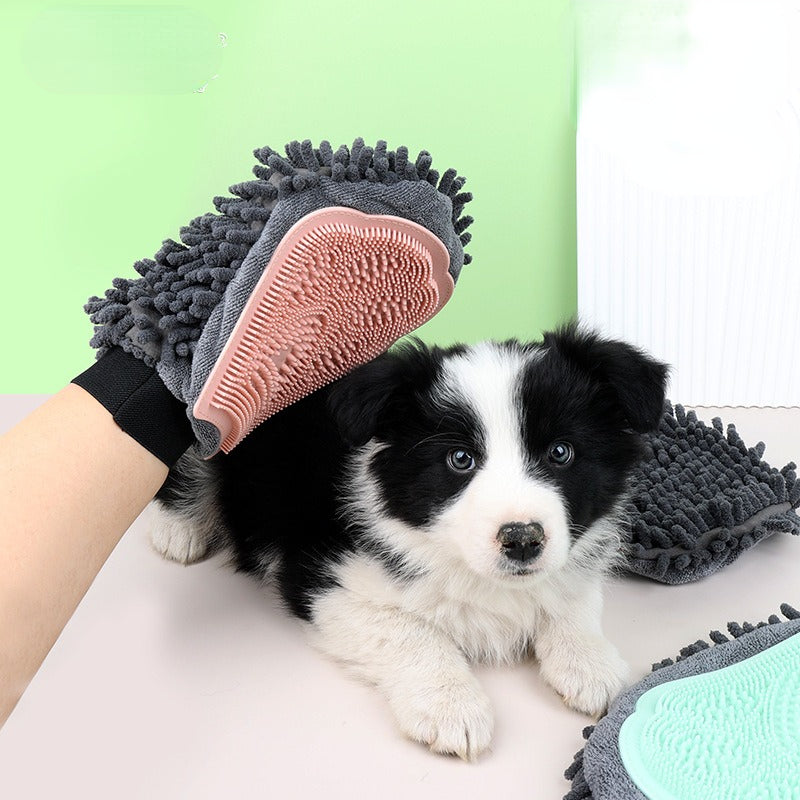 2-In-1 Pet Bathing Grooming Glove  Dog Massage Brush
