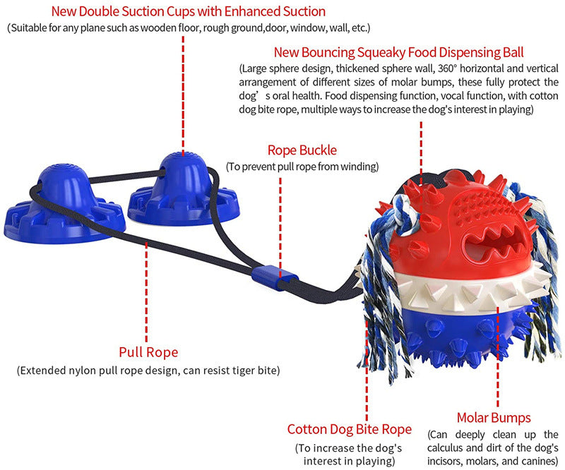 Aggressive Chew Dog Toy With Suction Cup