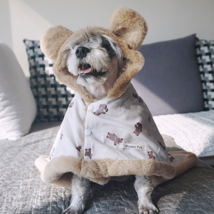 Pet Autumn And Winter Thick Warm Dehaired Angora Printed Cloak Small Blanket