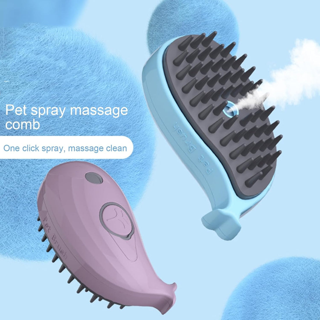 Steamy Cat Brush - 3-in-1 Whale-Shaped Cat Steam Brush
