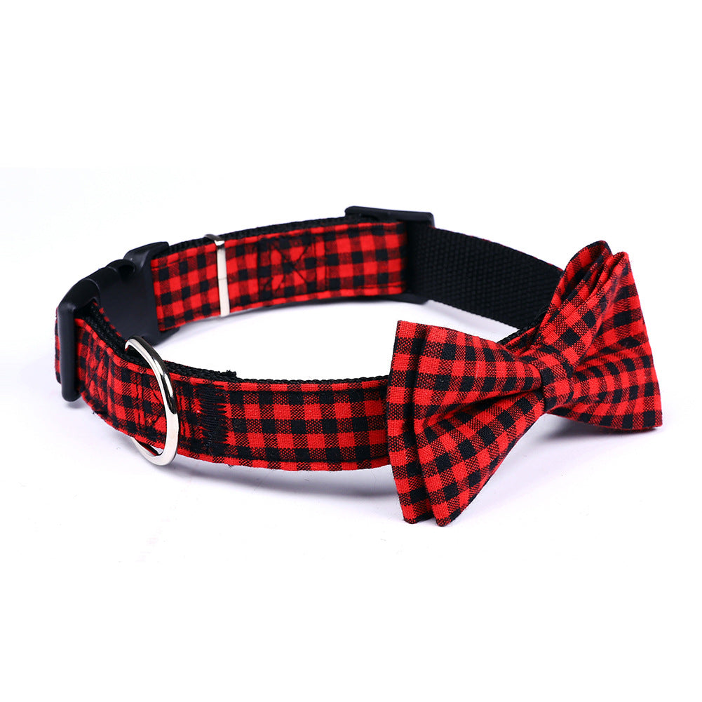 Plaid Pet Bow Tie Collar Accessory