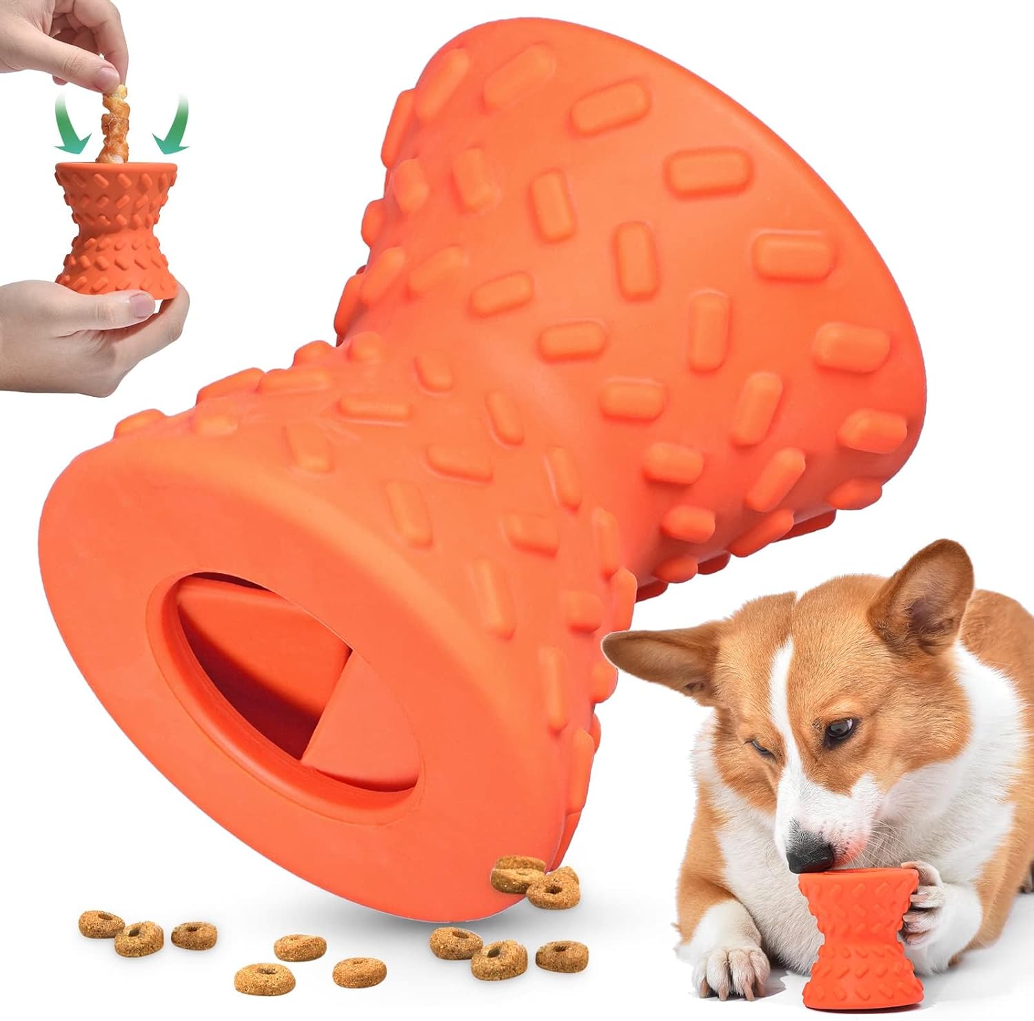 Interactive Treat Dispensing Dog Chew Bone Toy Natural Rubber Durable