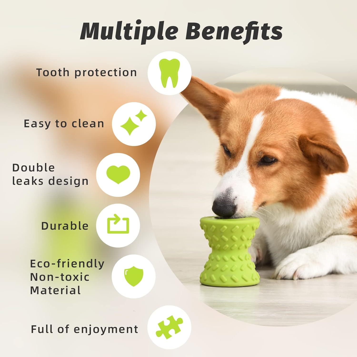 Interactive Treat Dispensing Dog Chew Bone Toy Natural Rubber Durable