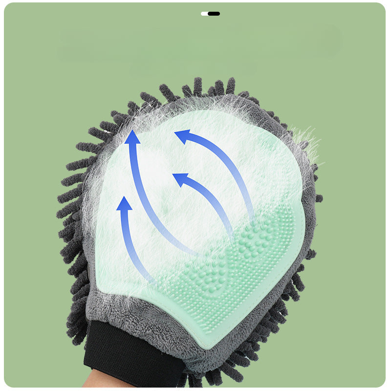 2-In-1 Pet Bathing Grooming Glove  Dog Massage Brush
