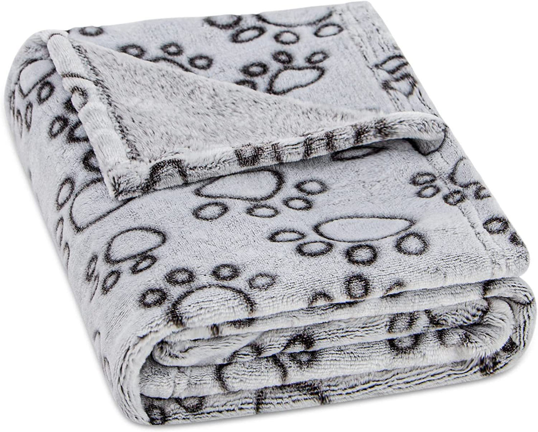 Soft High Quality Pet Blanket Grey Paw