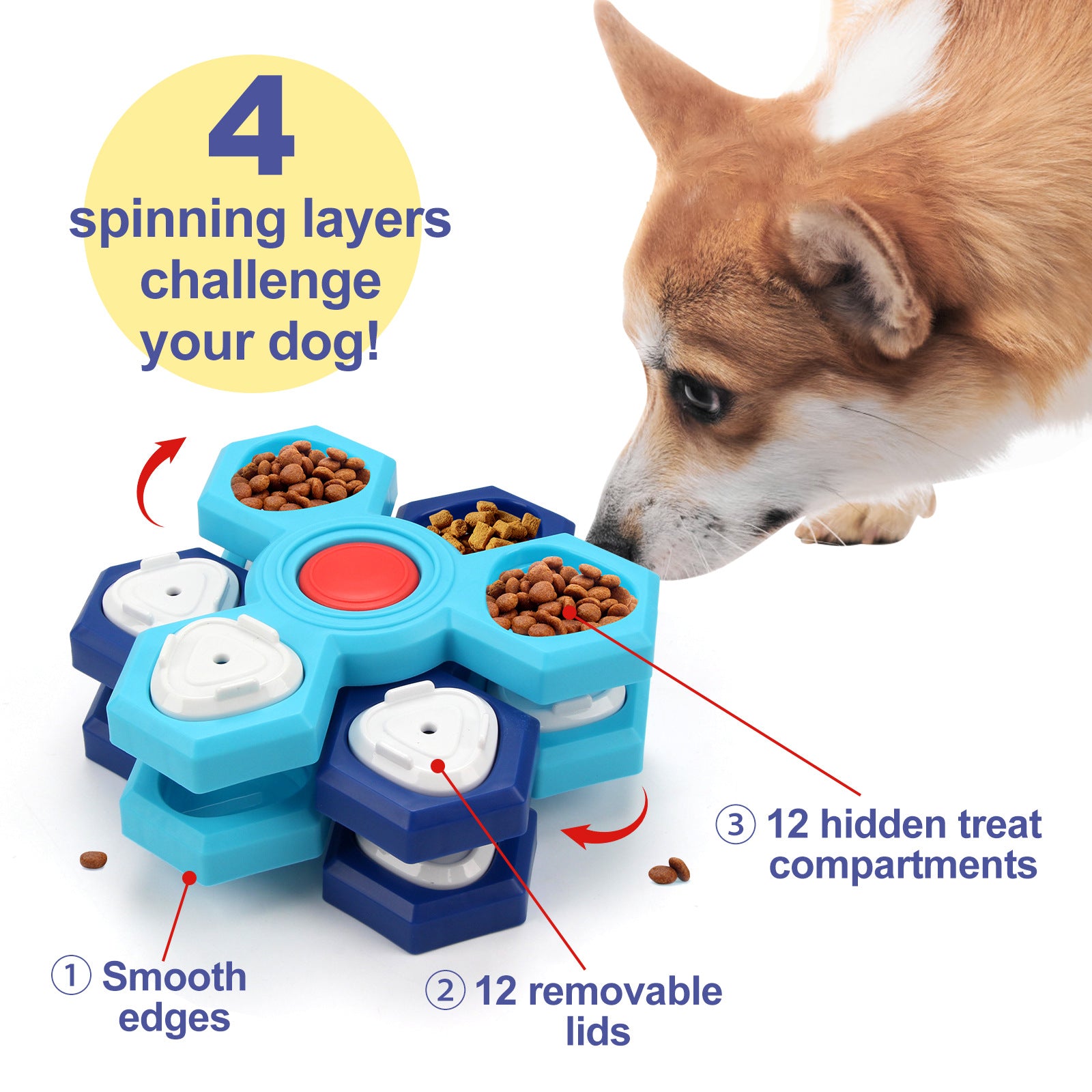 Interactive Dog Treat Puzzle Feeder IQ Training Toy