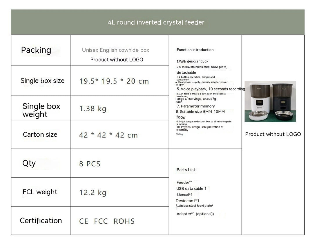 Automatic Smart Pet Feeder Food Dispenser