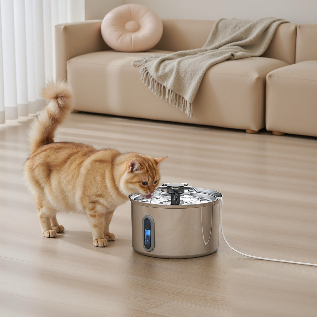 Cat Water Fountain 304 Stainless Steel Cat Water Dispenser