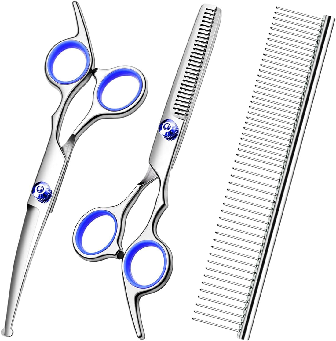 Dog Grooming Scissors Set Stainless Steel Curved Thinning Safety Tip