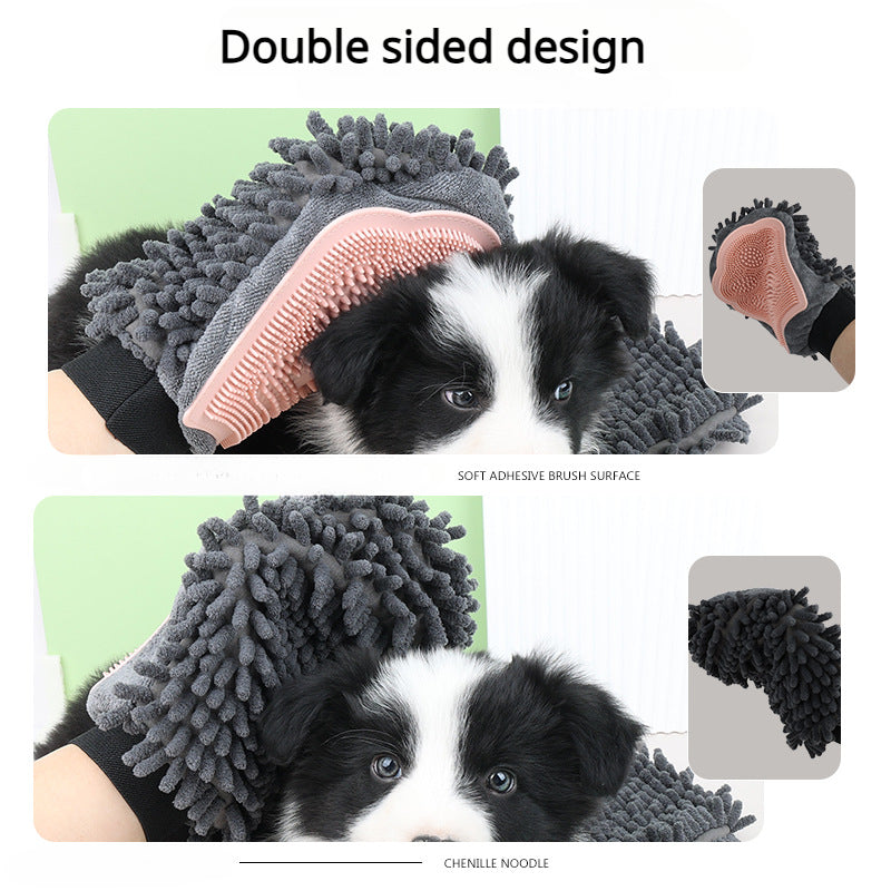 2-In-1 Pet Bathing Grooming Glove  Dog Massage Brush