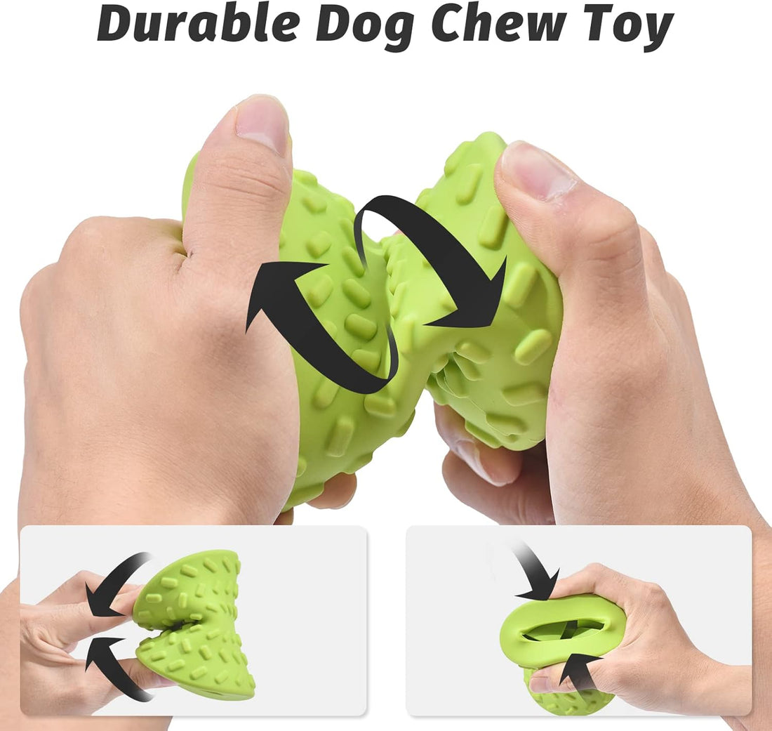Interactive Treat Dispensing Dog Chew Bone Toy Natural Rubber Durable