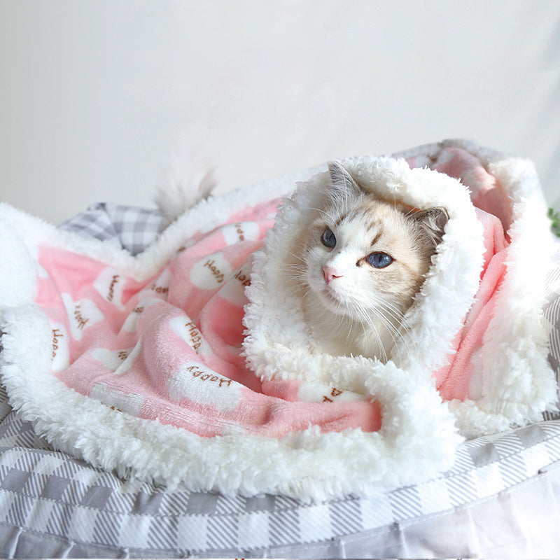 Thick Lamb Fleece Pet Dog Blanket Soft Flannel