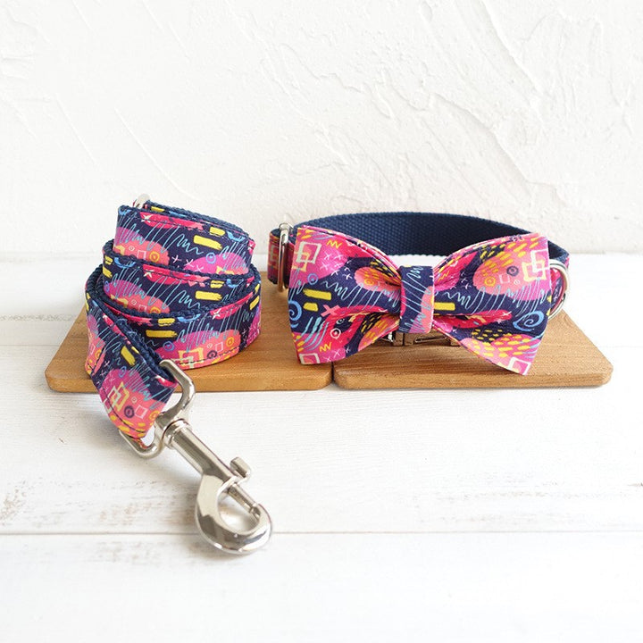 Pet Leash Hoop Bow Tie Jewelry Accessory Set