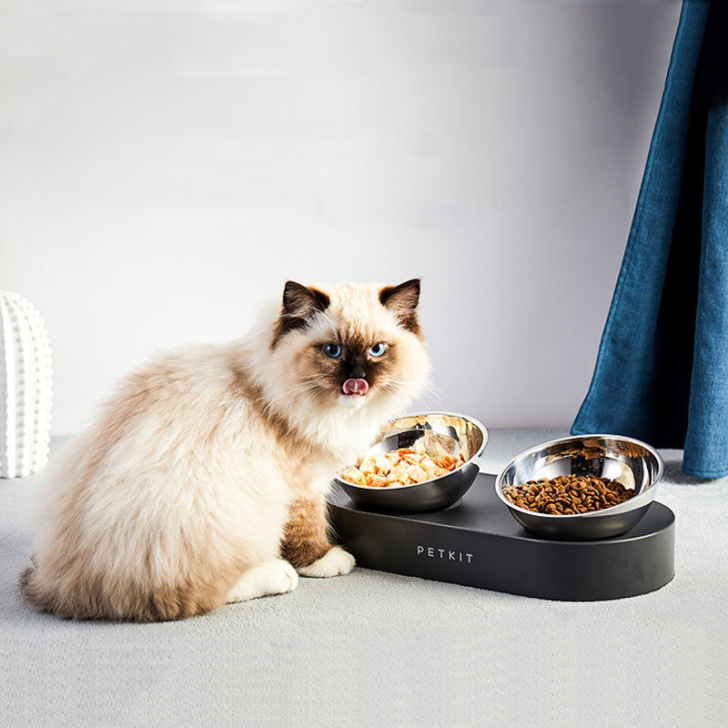 Adjustable Stainless Steel Pet Double Bowls Anti-Slip