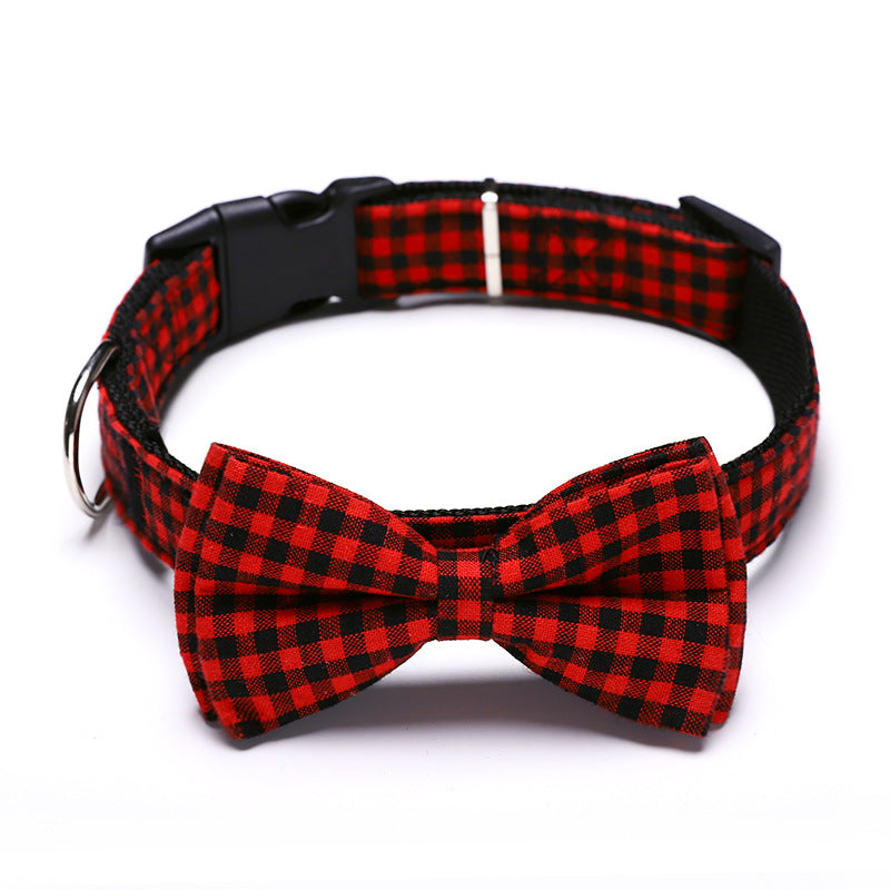Plaid Pet Bow Tie Collar Accessory