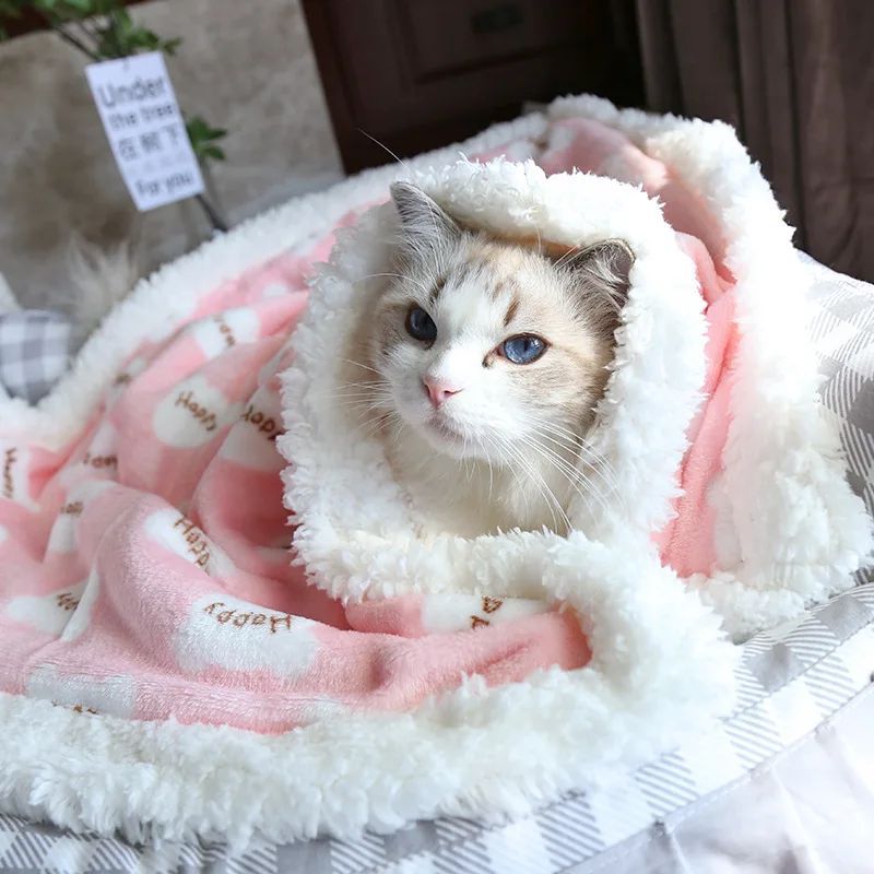 Thick Lamb Fleece Pet Dog Blanket Soft Flannel