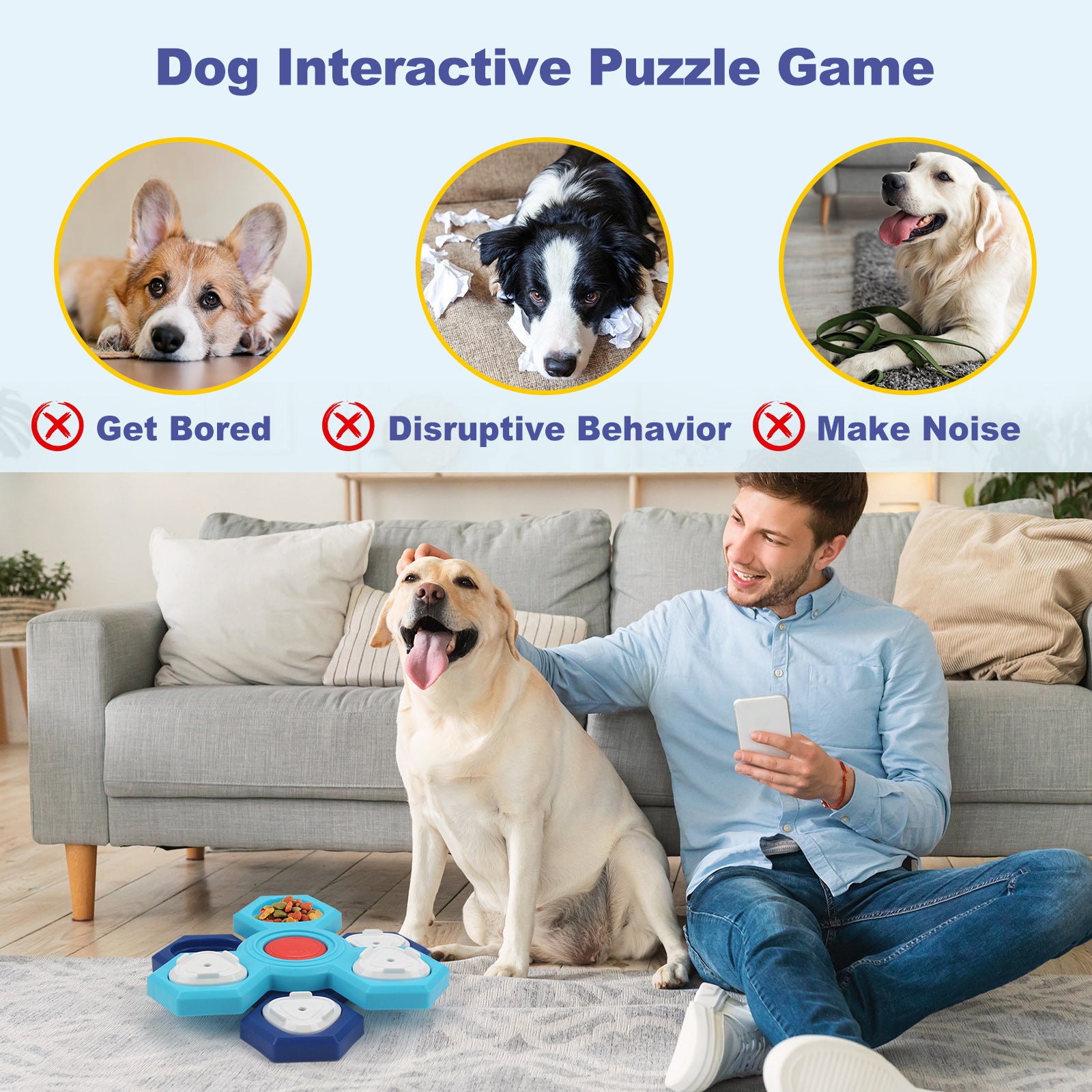 4-Layer Puzzle Slow Feeder Dog Bowl Interactive Game