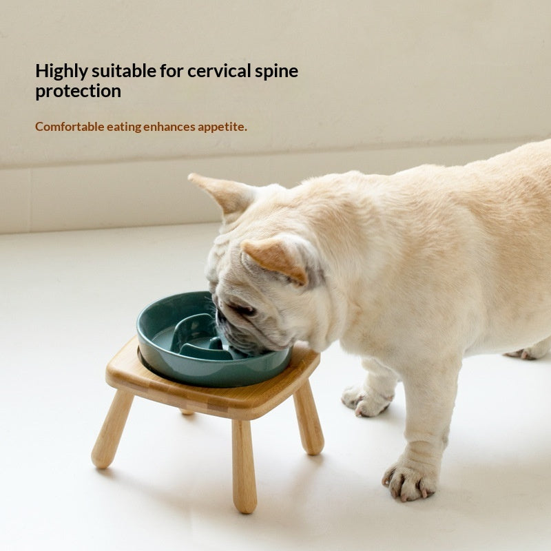 Ceramic Dog Bowl Pet Dog Slow-Feeding Anti-Choking Feeder Tip-Proof Bowl