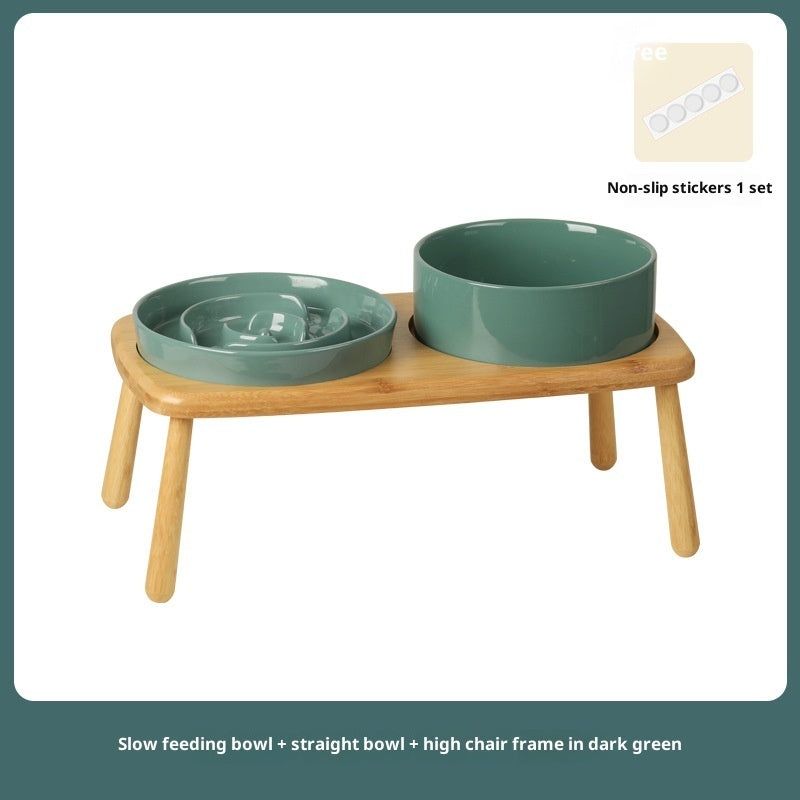 Ceramic Dog Bowl Pet Dog Slow-Feeding Anti-Choking Feeder Tip-Proof Bowl