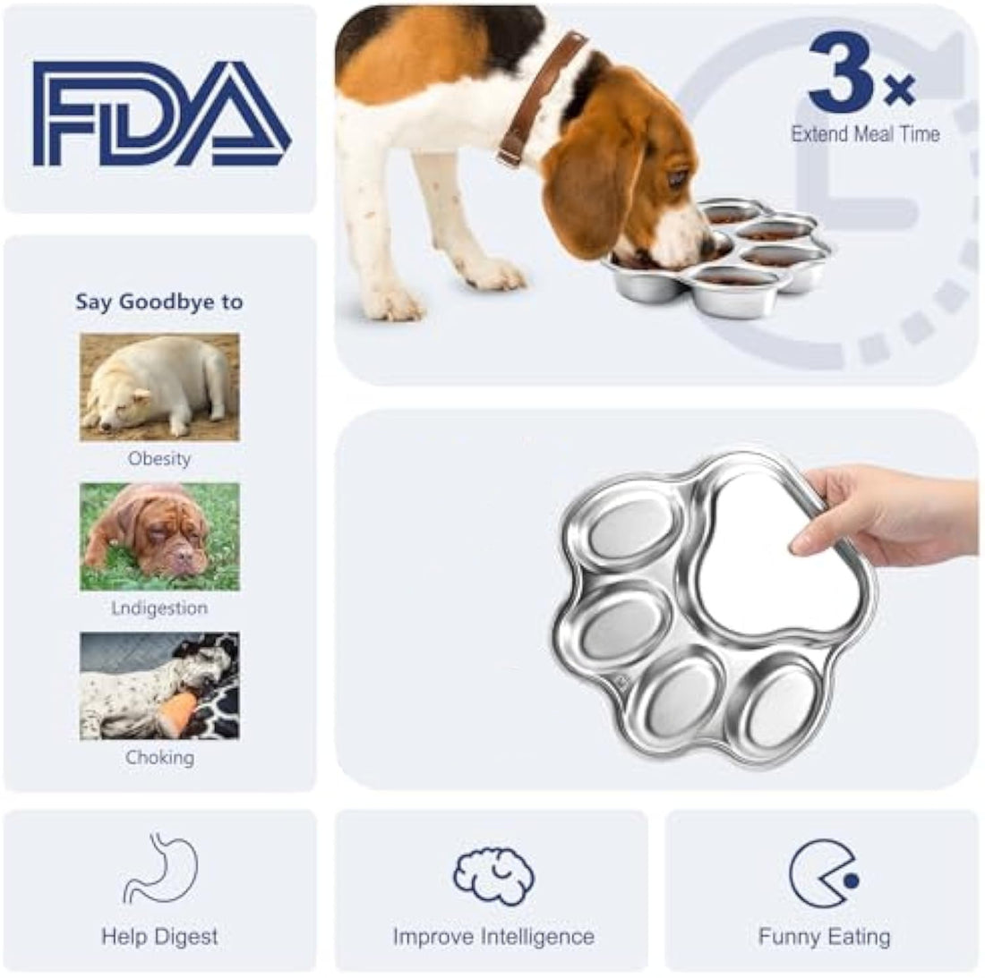 Stainless Steel Non-Slip Slow Feeder Dog Bowl