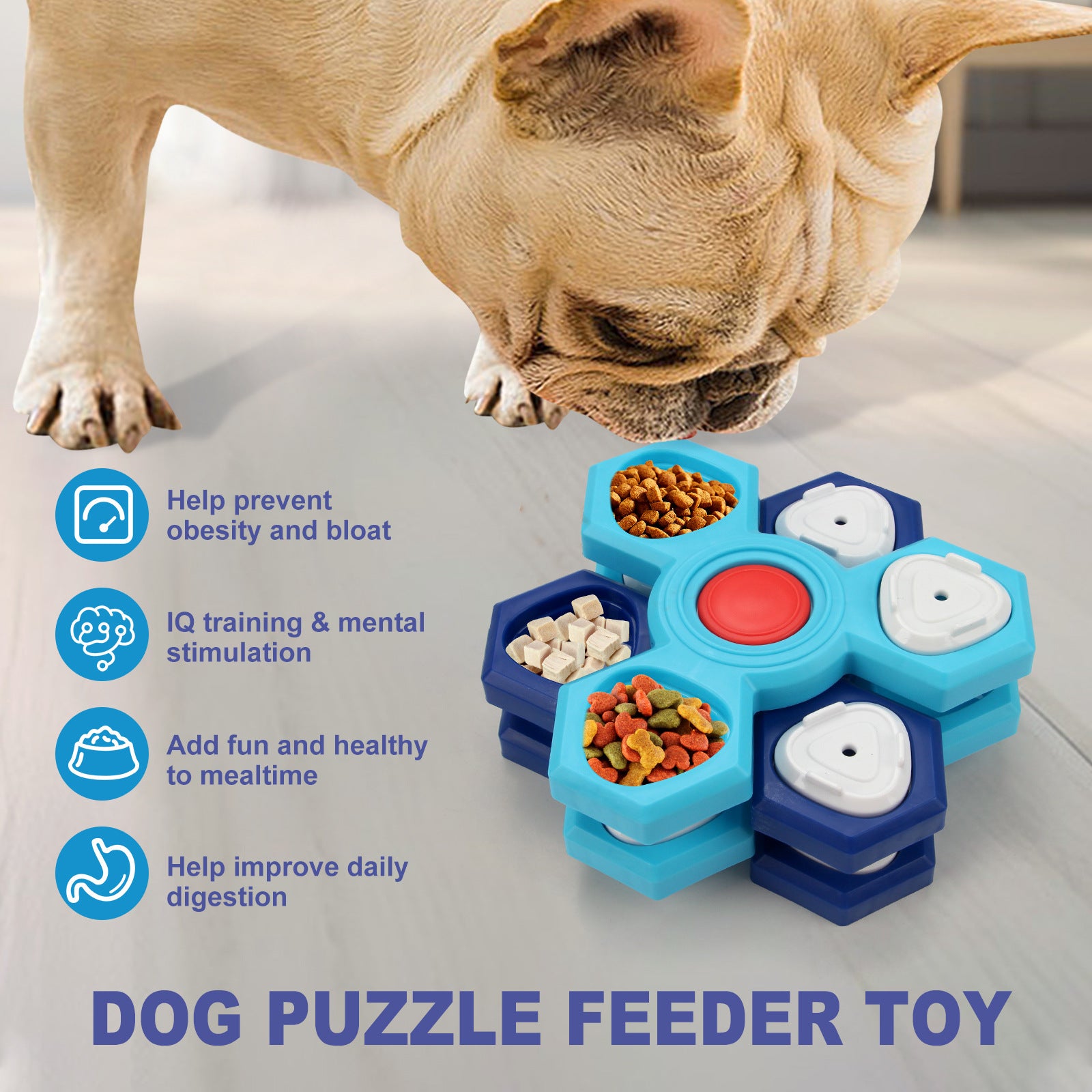 4-Layer Puzzle Slow Feeder Dog Bowl Interactive Game