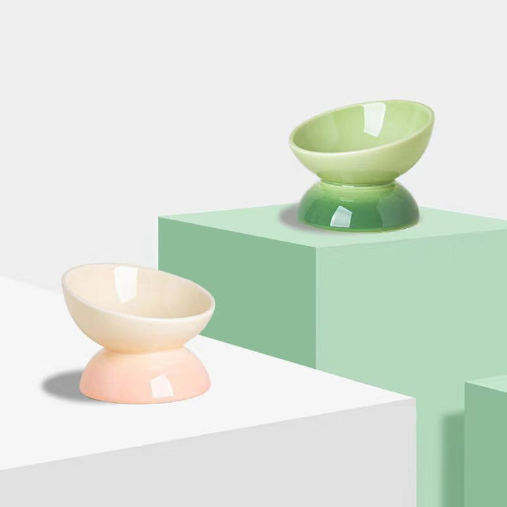 Cat Bowl Ceramic Oblique Mouth Protection Cervical Spine Large Capacity Large Diameter