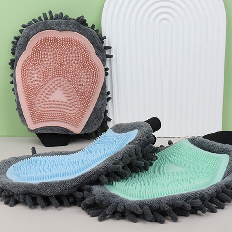 2-In-1 Pet Bathing Grooming Glove  Dog Massage Brush