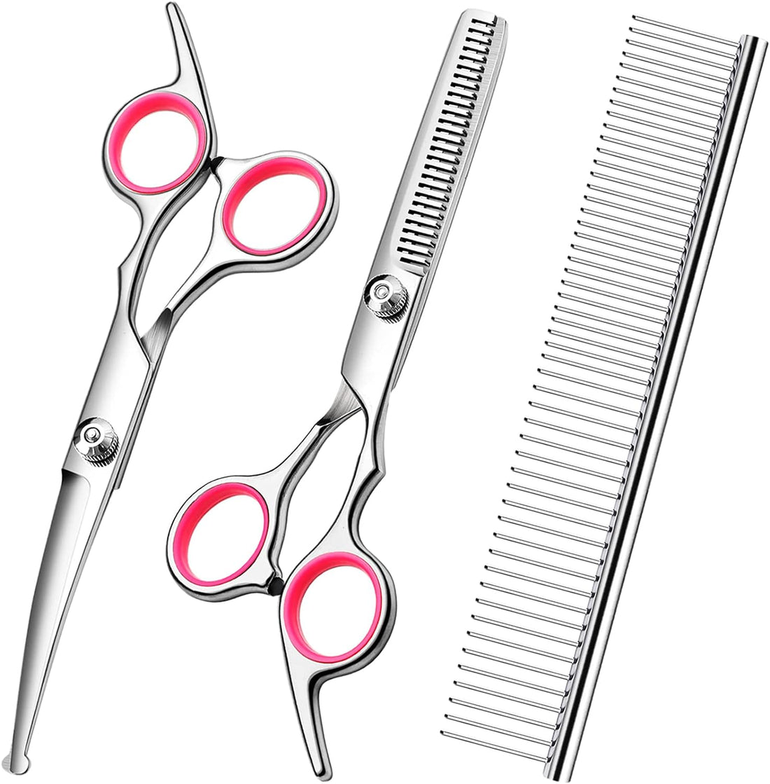 Dog Grooming Scissors Set Stainless Steel Curved Thinning Safety Tip