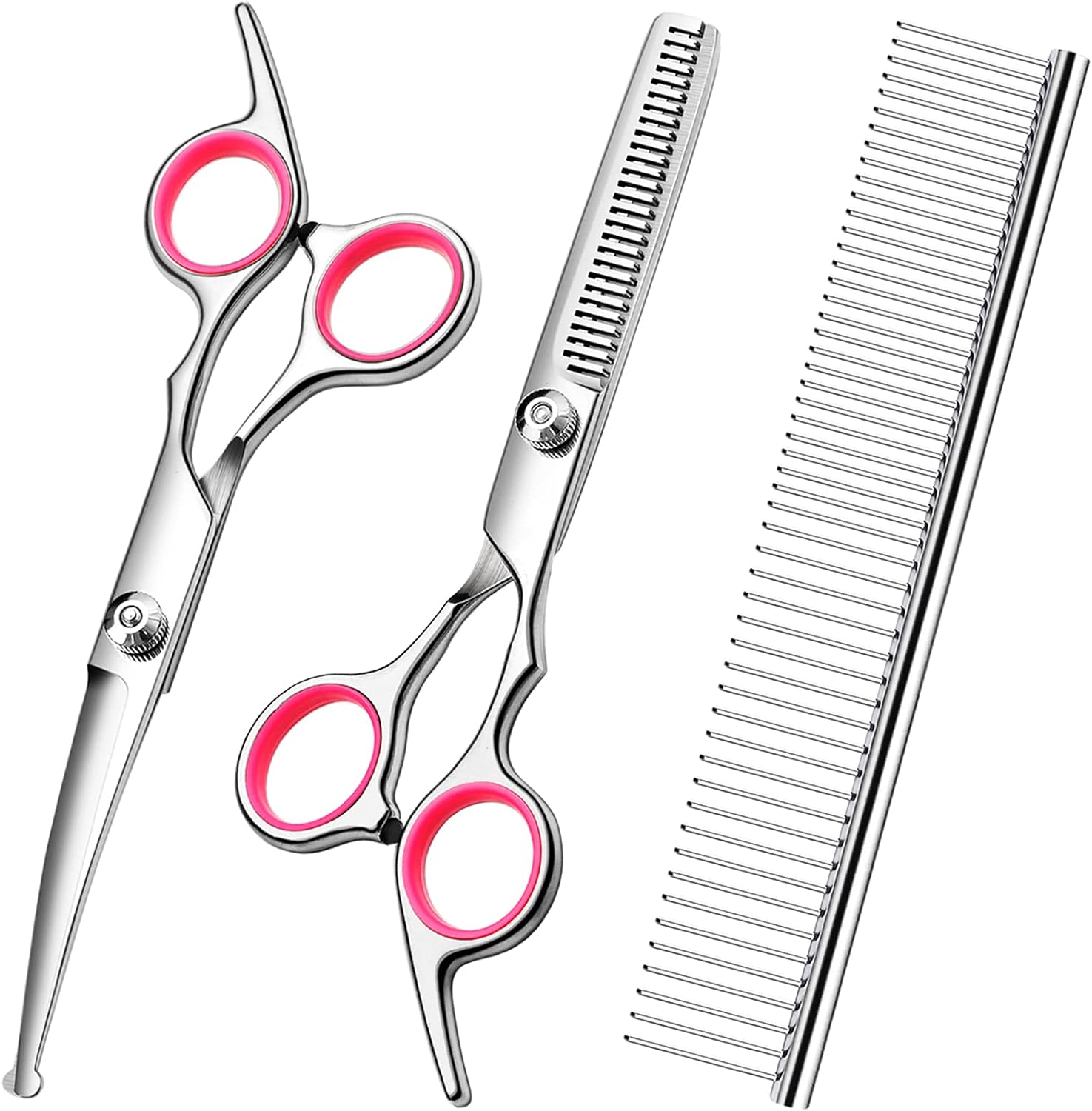 Dog Grooming Scissors Set Stainless Steel Curved Thinning Safety Tip