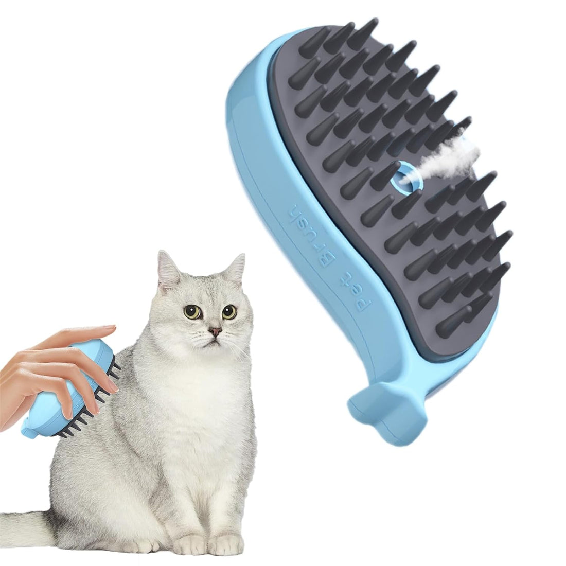 Steamy Cat Brush - 3-in-1 Whale-Shaped Cat Steam Brush