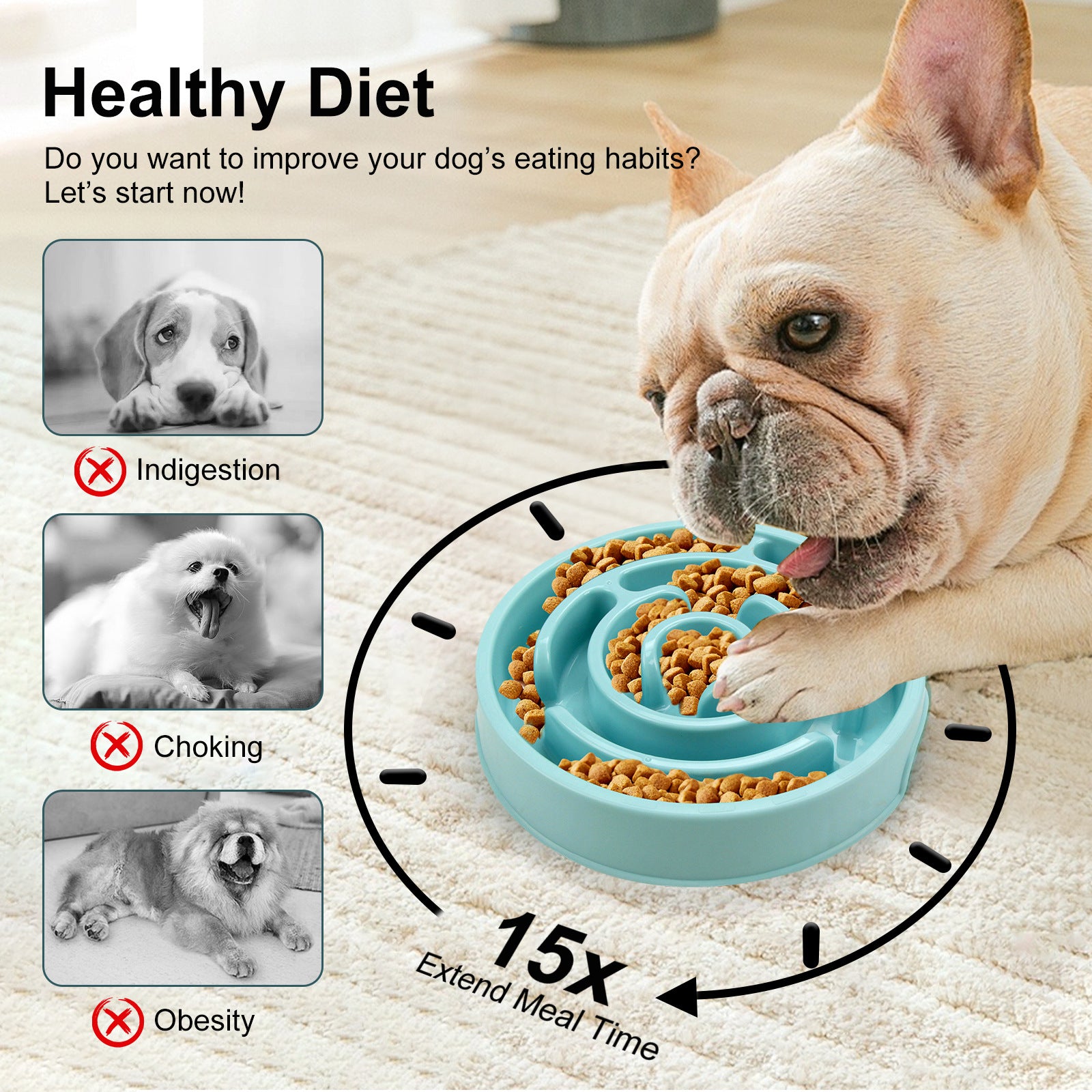 Silicone Dog Slow Feeder Puzzle Bowl Anti-Choking