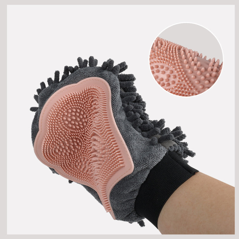 2-In-1 Pet Bathing Grooming Glove  Dog Massage Brush