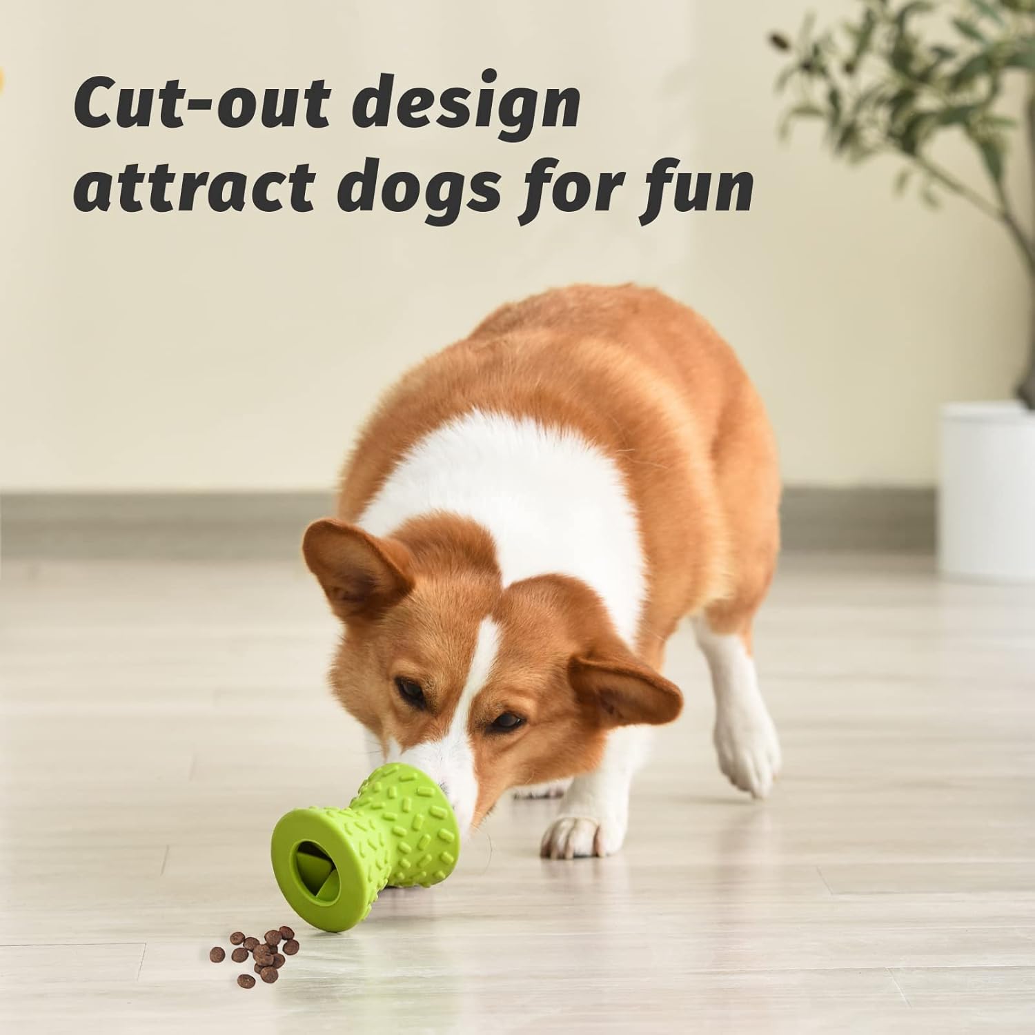 Interactive Treat Dispensing Dog Chew Bone Toy Natural Rubber Durable