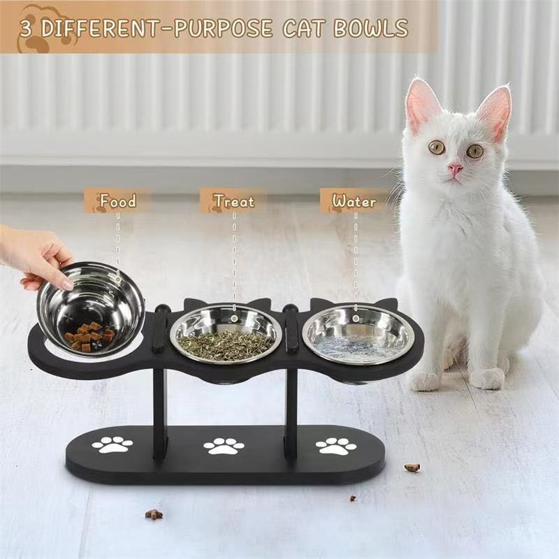 Vertical Pet Feeder Adjustable Wooden Dining Table
