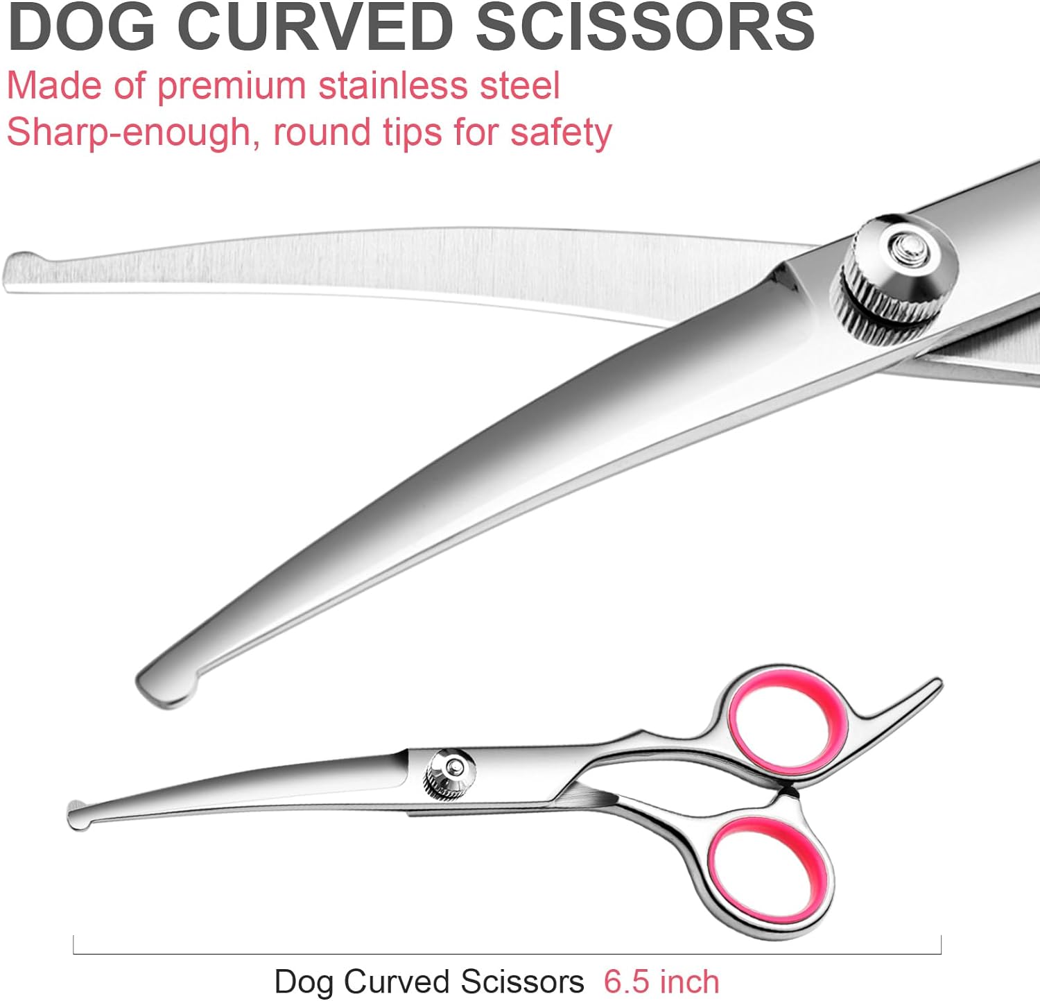 Dog Grooming Scissors Set Stainless Steel Curved Thinning Safety Tip