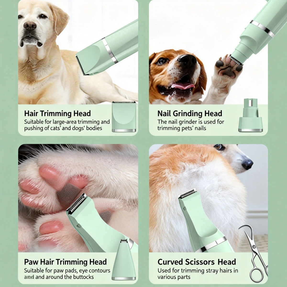 4-In-1 Pet Grooming Kit Quiet Rechargeable Hair Trimmer
