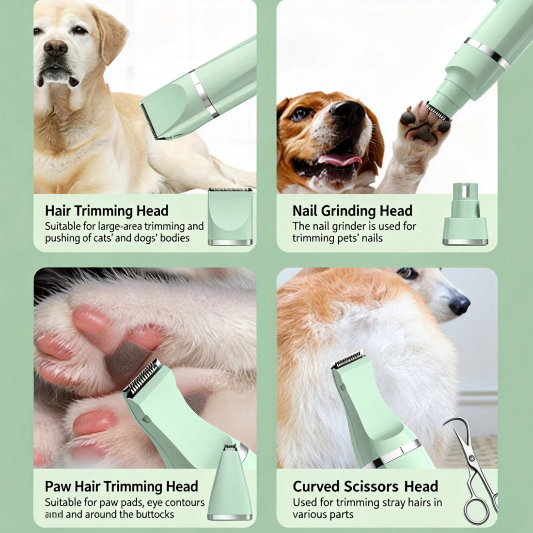 4-In-1 Pet Grooming Kit Quiet Rechargeable Hair Trimmer