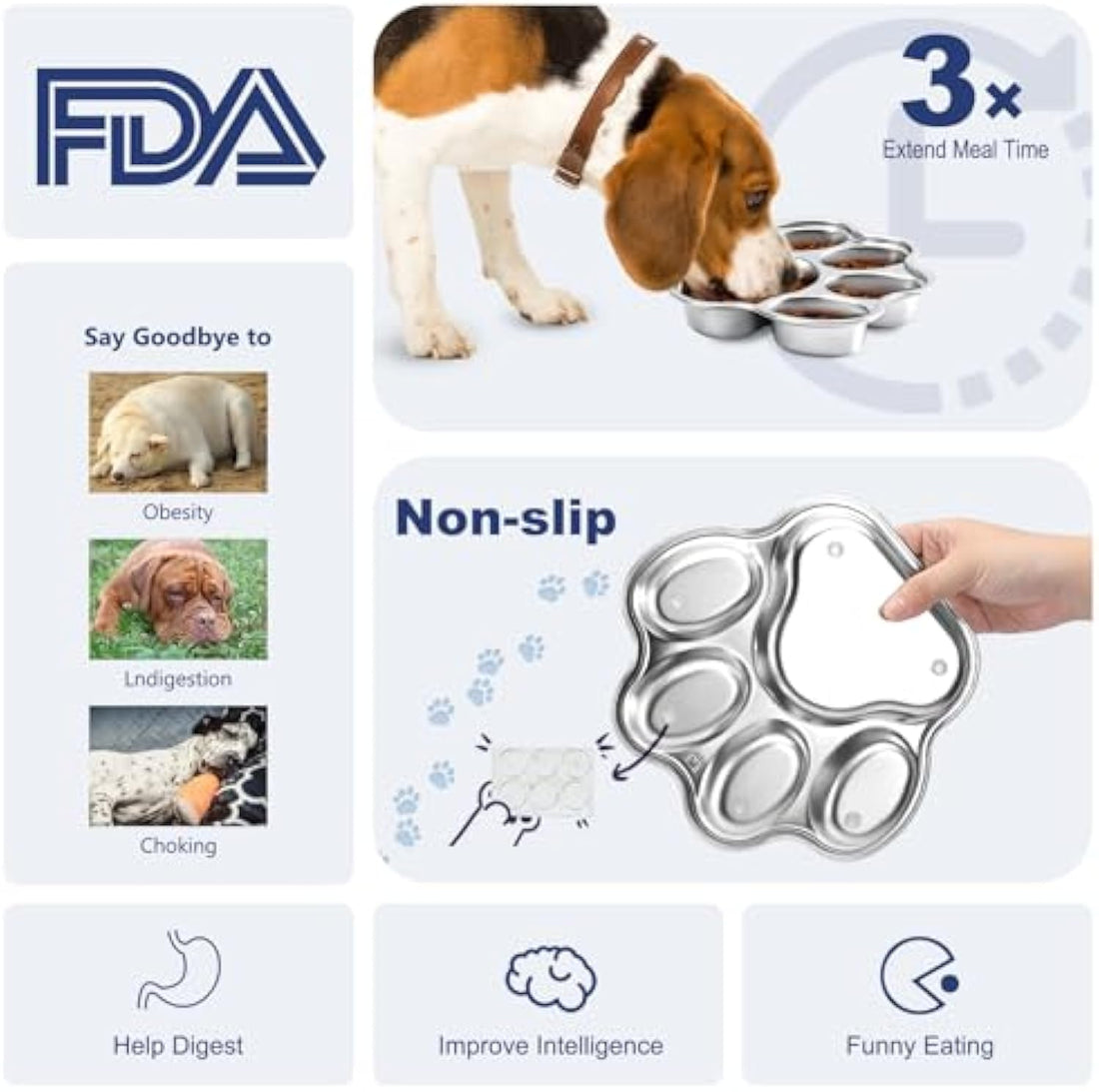 Stainless Steel Non-Slip Slow Feeder Dog Bowl
