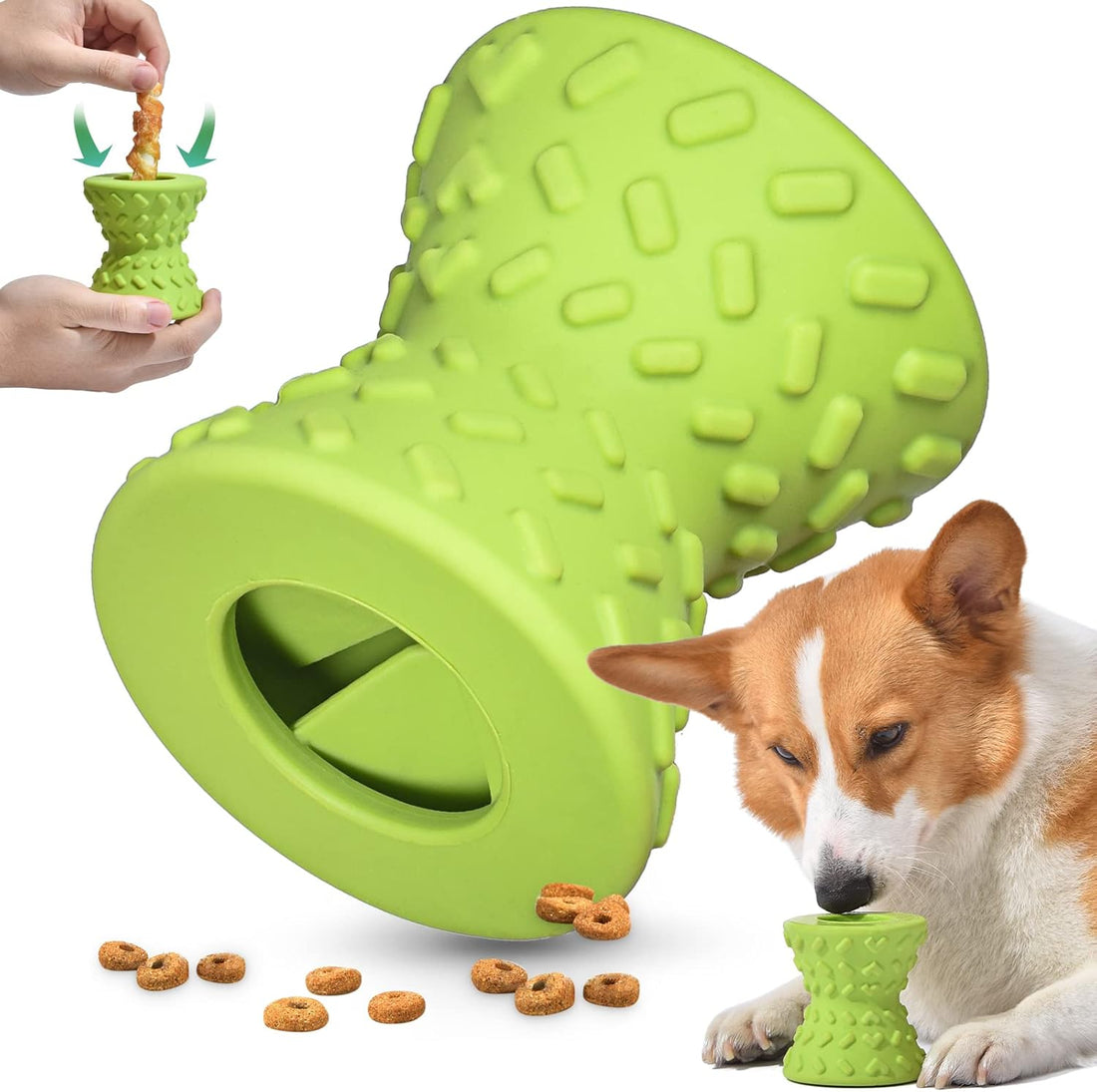 Interactive Treat Dispensing Dog Chew Bone Toy Natural Rubber Durable