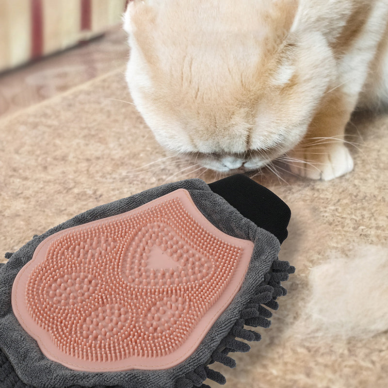 2-In-1 Pet Bathing Grooming Glove  Dog Massage Brush