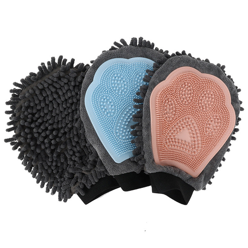 2-In-1 Pet Bathing Grooming Glove  Dog Massage Brush