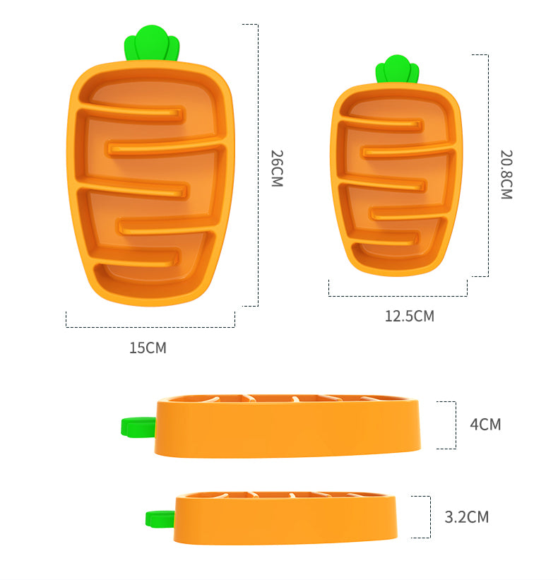 Carrot Design Non-Slip Slow Feeder Dog Bowl